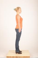 Whole Body Woman White Casual Slim Female Studio Poses